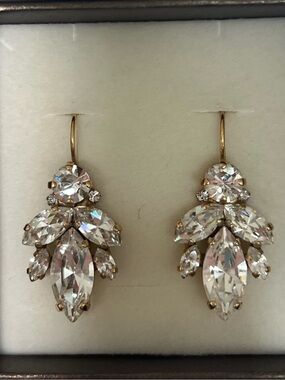 Gold-Tone Clear Crystal Drop Bridal Earrings - Women Jewelry